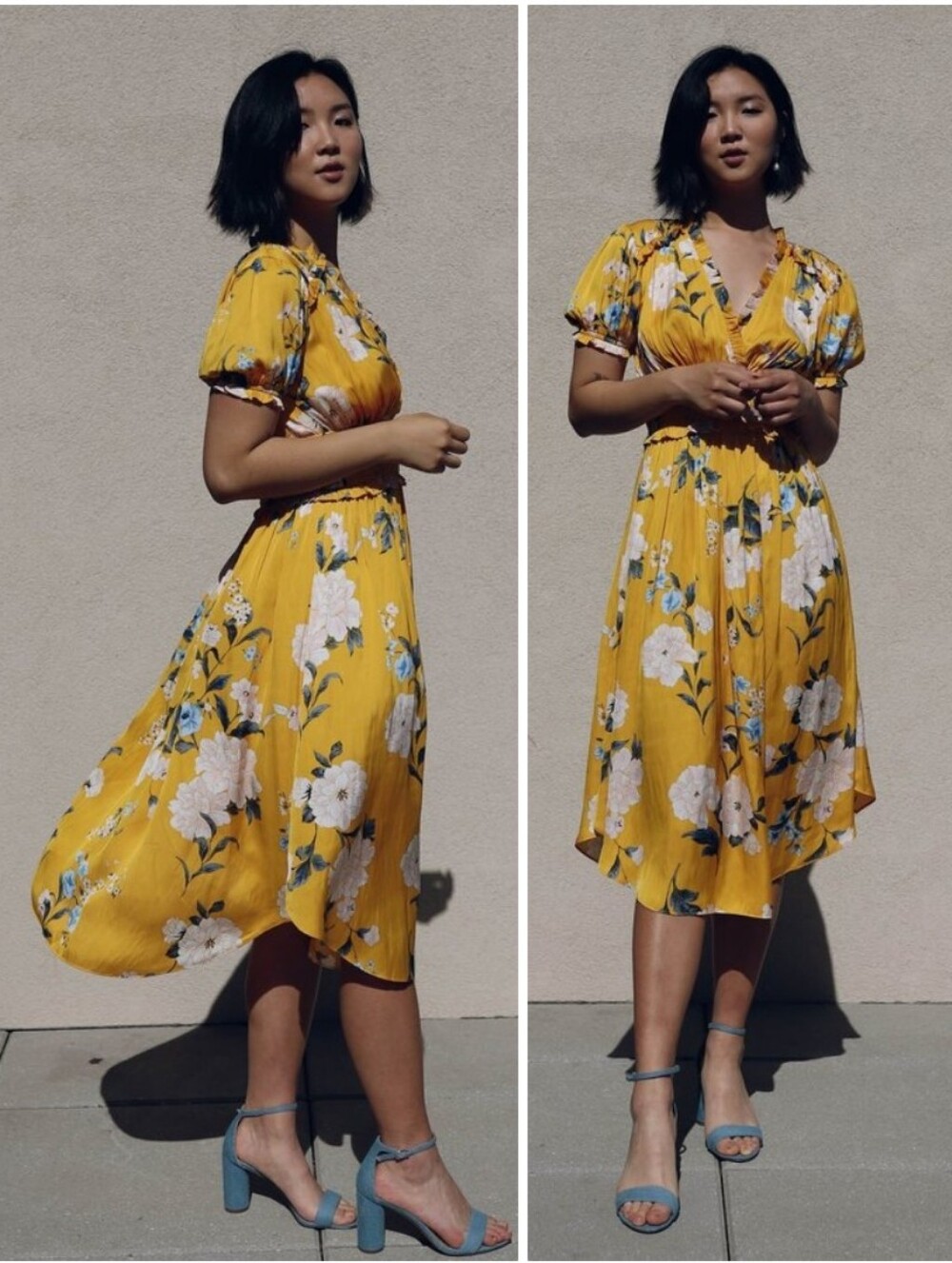 Current Air Canary Yellow Floral Midi Dress